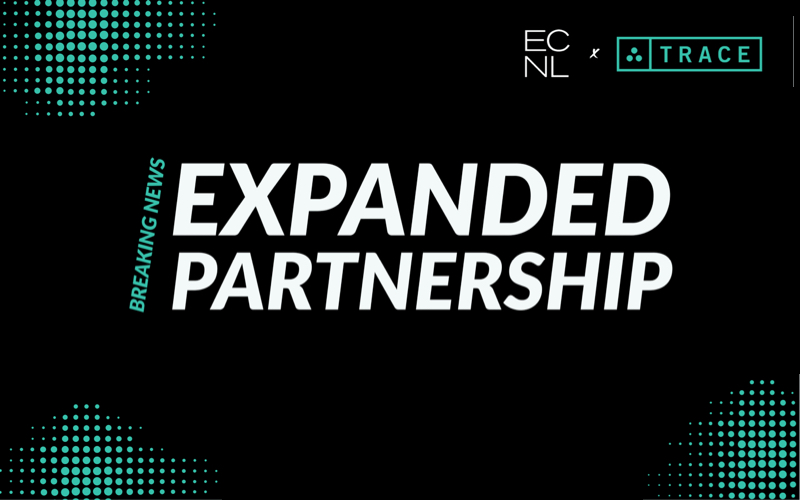 Graphic reading Expanded Partnership with ECNL and Trace logos on a black and teal background