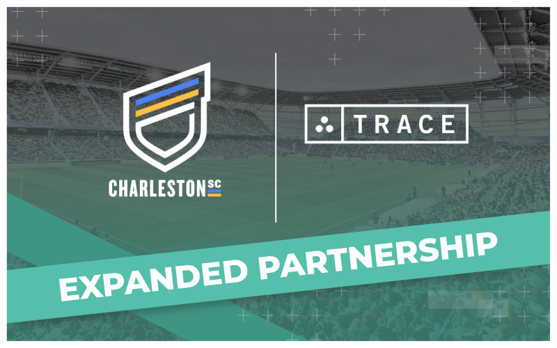 Charleston SC and Trace logos on an Expanded Partnership graphic over a stadium.