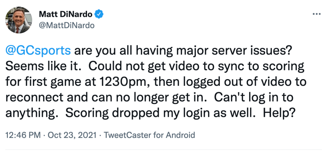 issues with gamechanger live stream