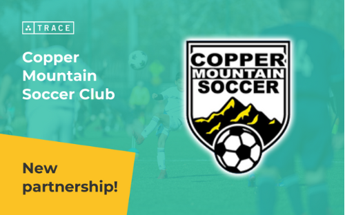 Copper Mountain SC Partnership Graphic Teal Trace graphic announcing Copper Mountain Soccer Club partnership with the club crest and soccer ball logo