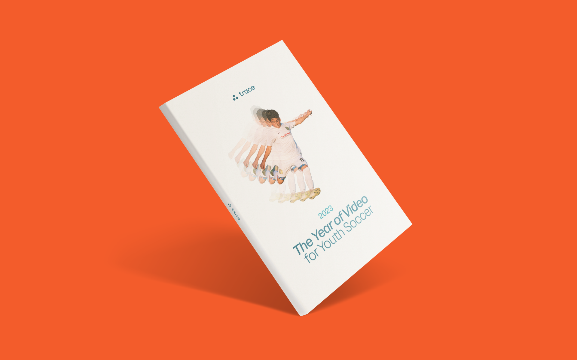 Year Of Video Report Report cover mockup titled The Year of Video for Youth Soccer on an orange background